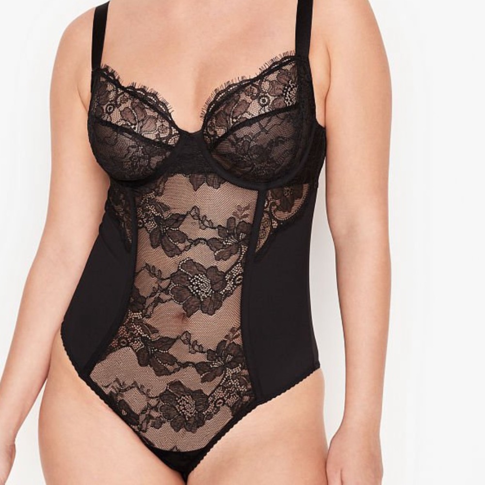 Victoria’s Secret Full Cup Sheer Lace Teddy Babydoll Sz, M